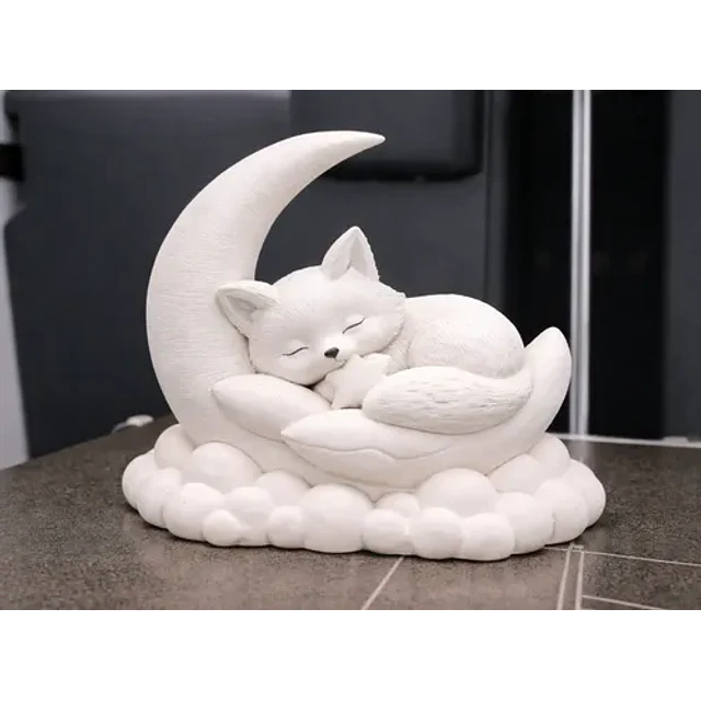 Escultura Decorativa- Zorro Durmiendo En La Luna
