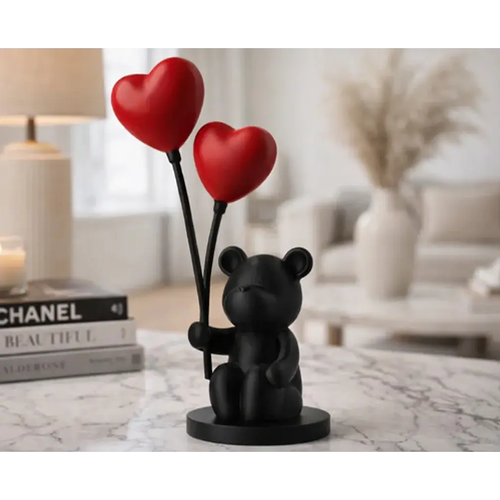 Escultura Decorativa- Oso Globos De Corazón 2