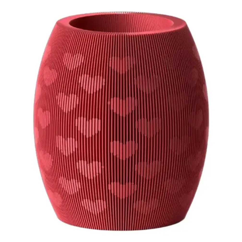 Jarrón Rojo Con Diseño De Corazones 1
