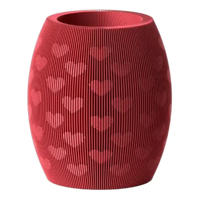 Jarrón Rojo Con Diseño De Corazones