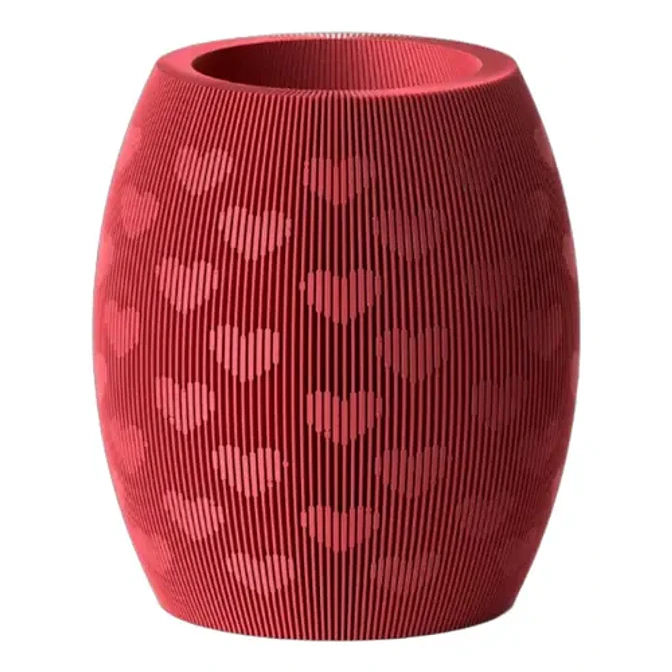 Jarrón Rojo Con Diseño De Corazones 1