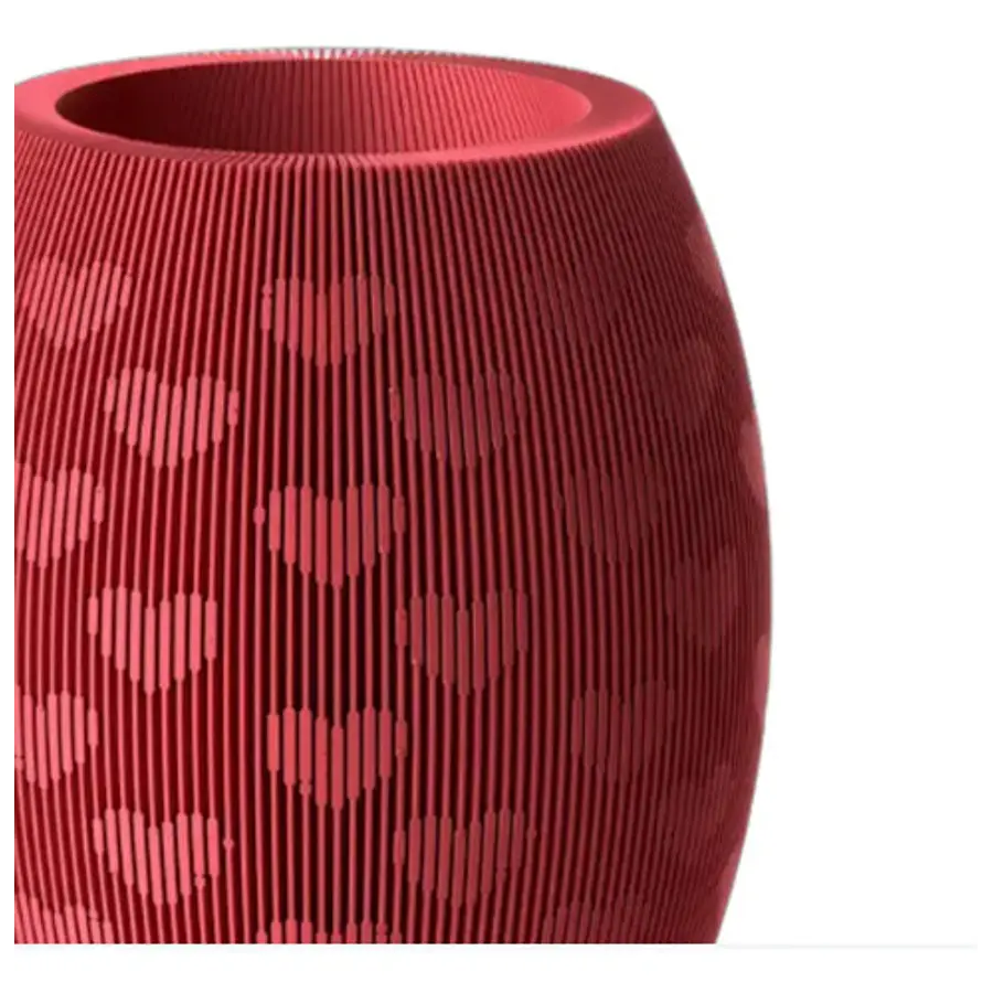 Jarrón Rojo Con Diseño De Corazones
