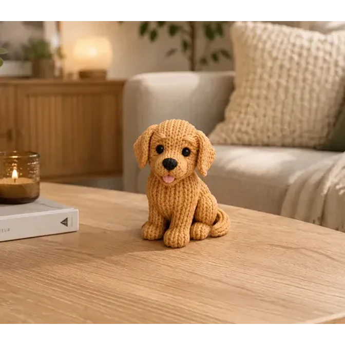 Figura Decorativa Prints Patro- Golden Retriever De Punto 3