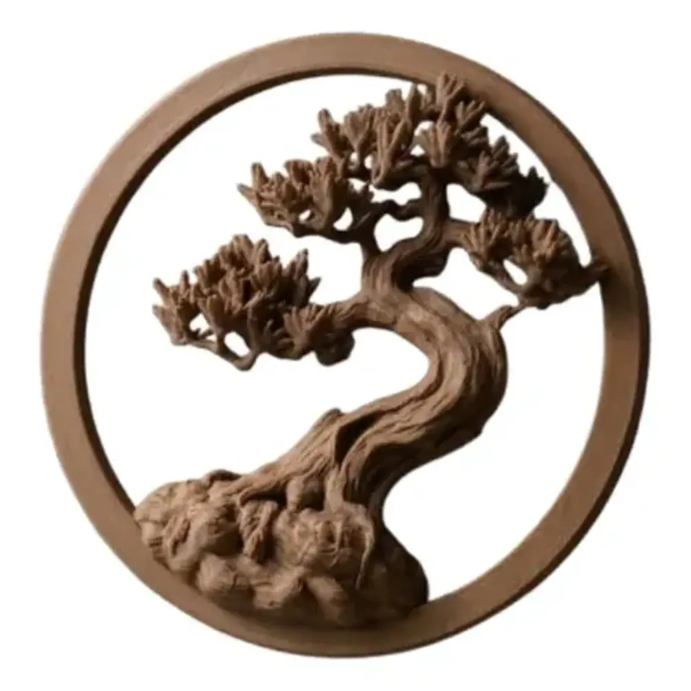 Escultura Decorativa- Bonsái Zen En Relieve 1