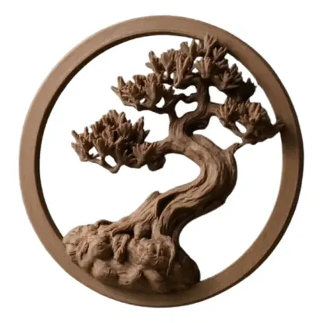 Escultura Decorativa- Bonsái Zen En Relieve