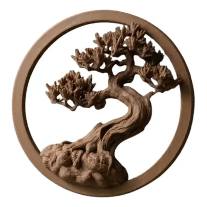 Escultura Decorativa- Bonsái Zen En Relieve 1