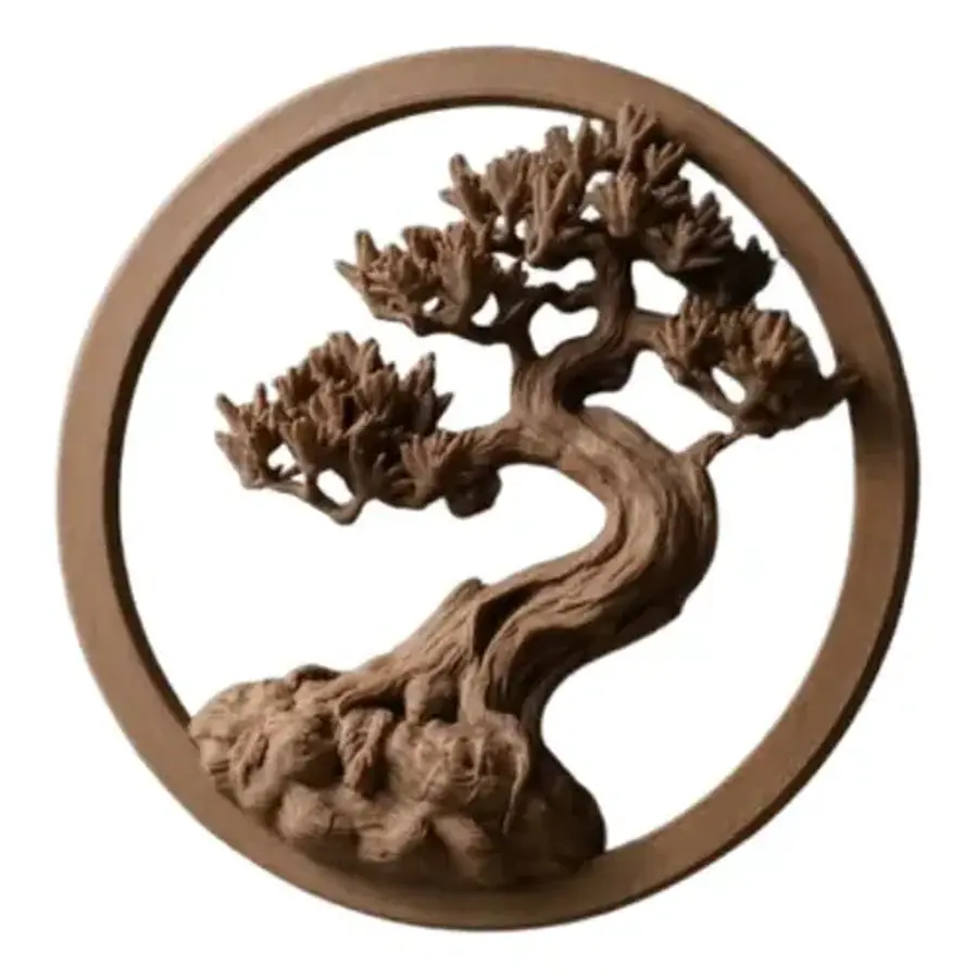 Escultura Decorativa- Bonsái Zen En Relieve