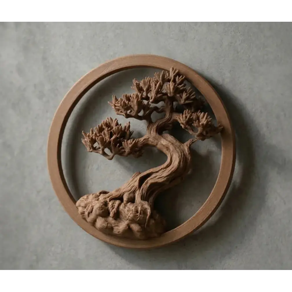 Escultura Decorativa- Bonsái Zen En Relieve 4