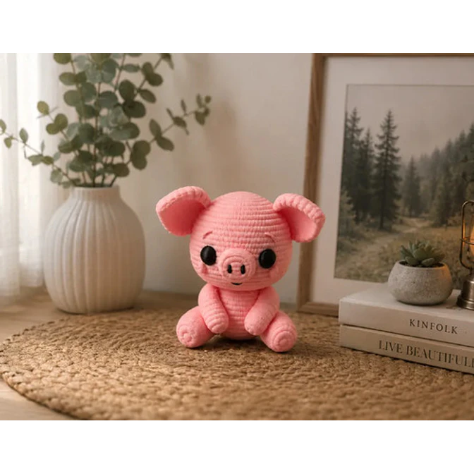 Figura Decorativa- Cerdito Tierno De Punto 3