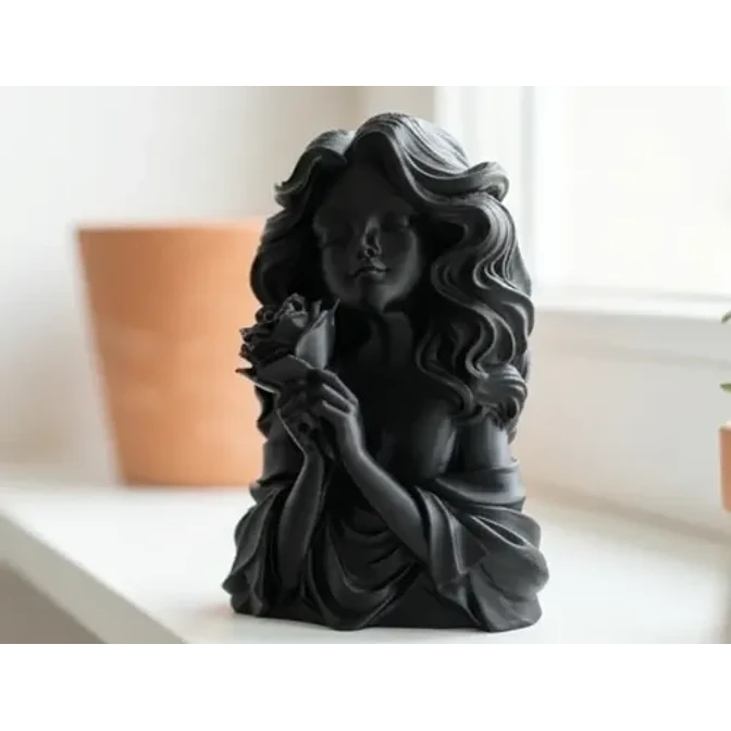 Escultura Decorativa- Niña Y Rosa 3