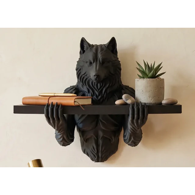 Figura Decorativa De Lobo Negro