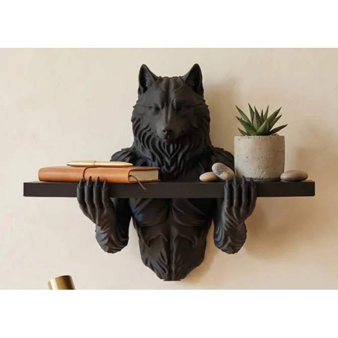 Figura Decorativa De Lobo Negro 1