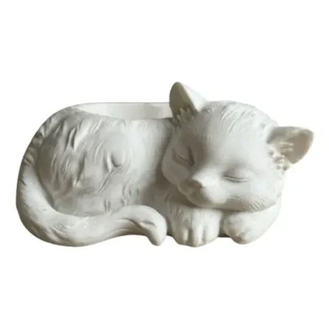 Portalápices- Gato Blanco Durmiente