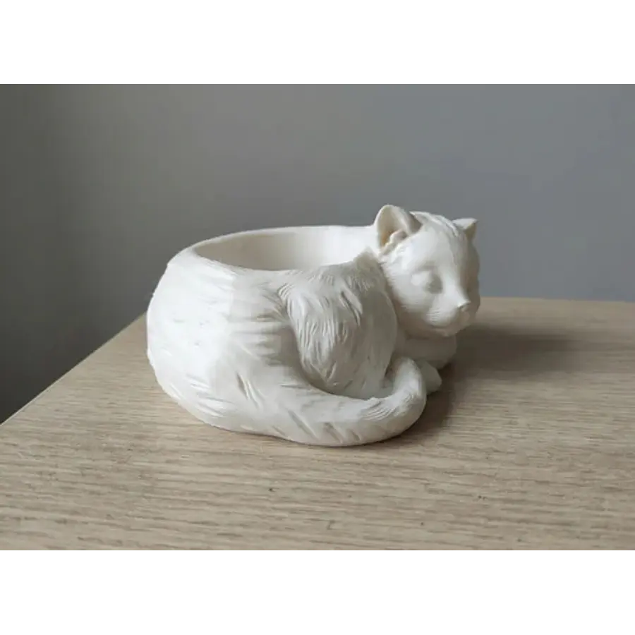 Portalápices- Gato Blanco Durmiente