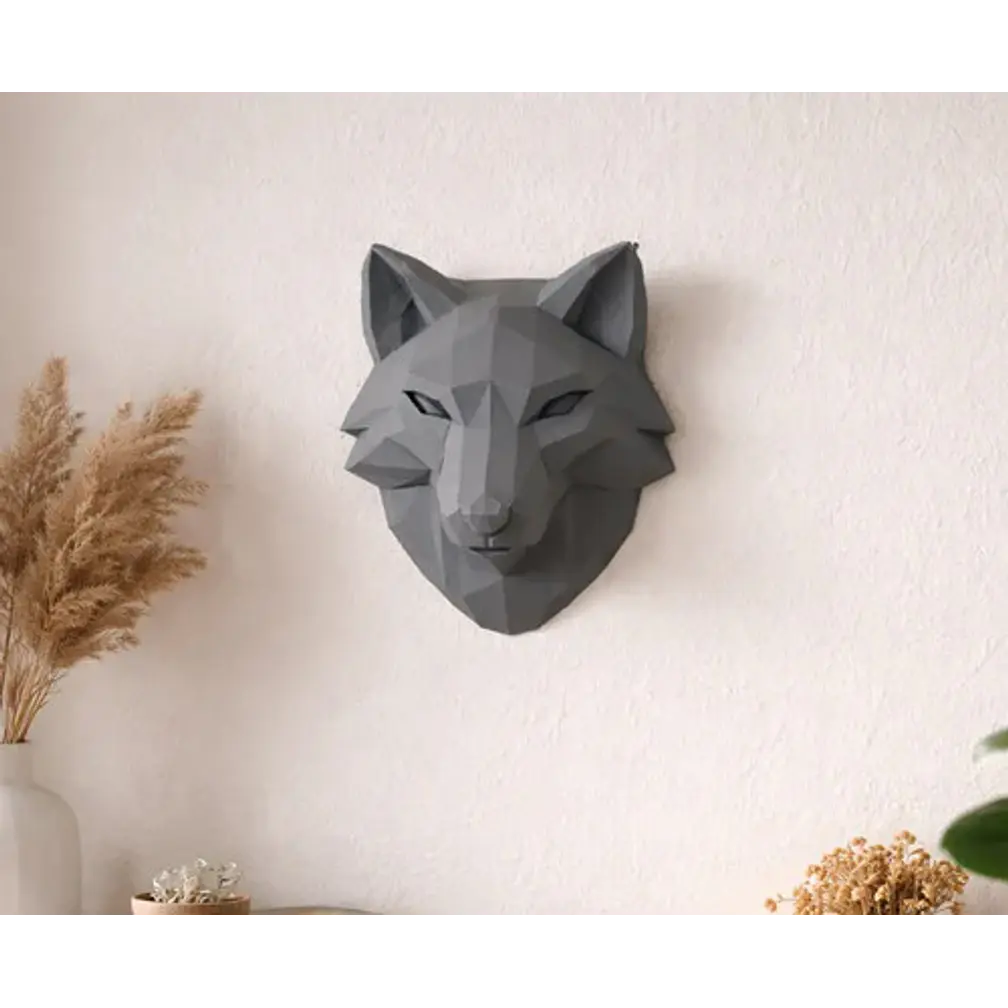 Escultura Decorativa De Pared Prints Patro- Cabeza De Lobo 2