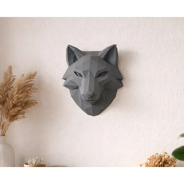 Escultura Decorativa De Pared Prints Patro- Cabeza De Lobo