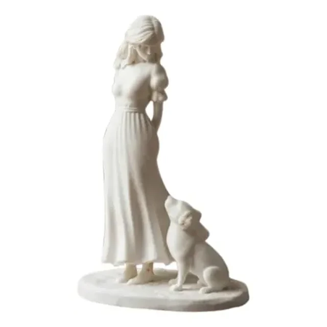 Escultura Decorativa Prints Patro- Niña Y Su Perro