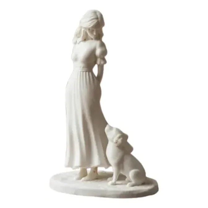 Escultura Decorativa Prints Patro- Niña Y Su Perro 1