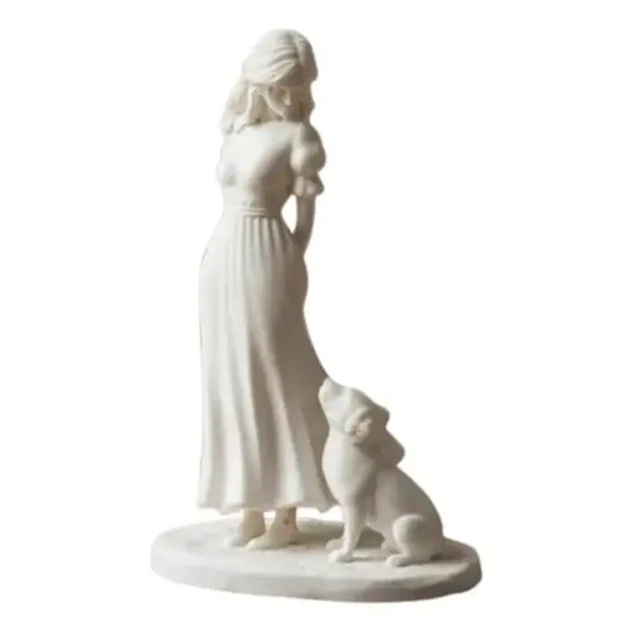 Escultura Decorativa Prints Patro- Niña Y Su Perro