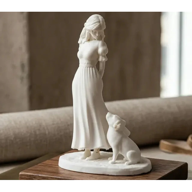 Escultura Decorativa Prints Patro- Niña Y Su Perro
