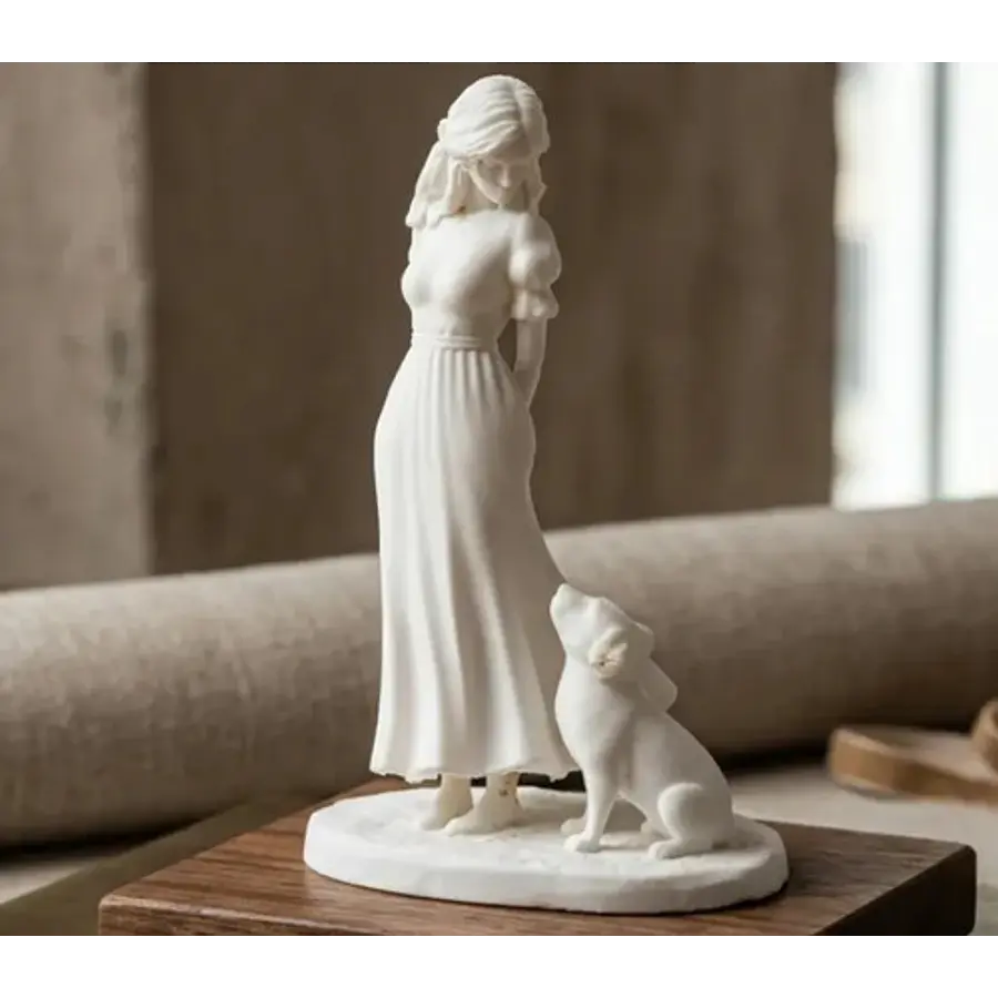 Escultura Decorativa Prints Patro- Niña Y Su Perro
