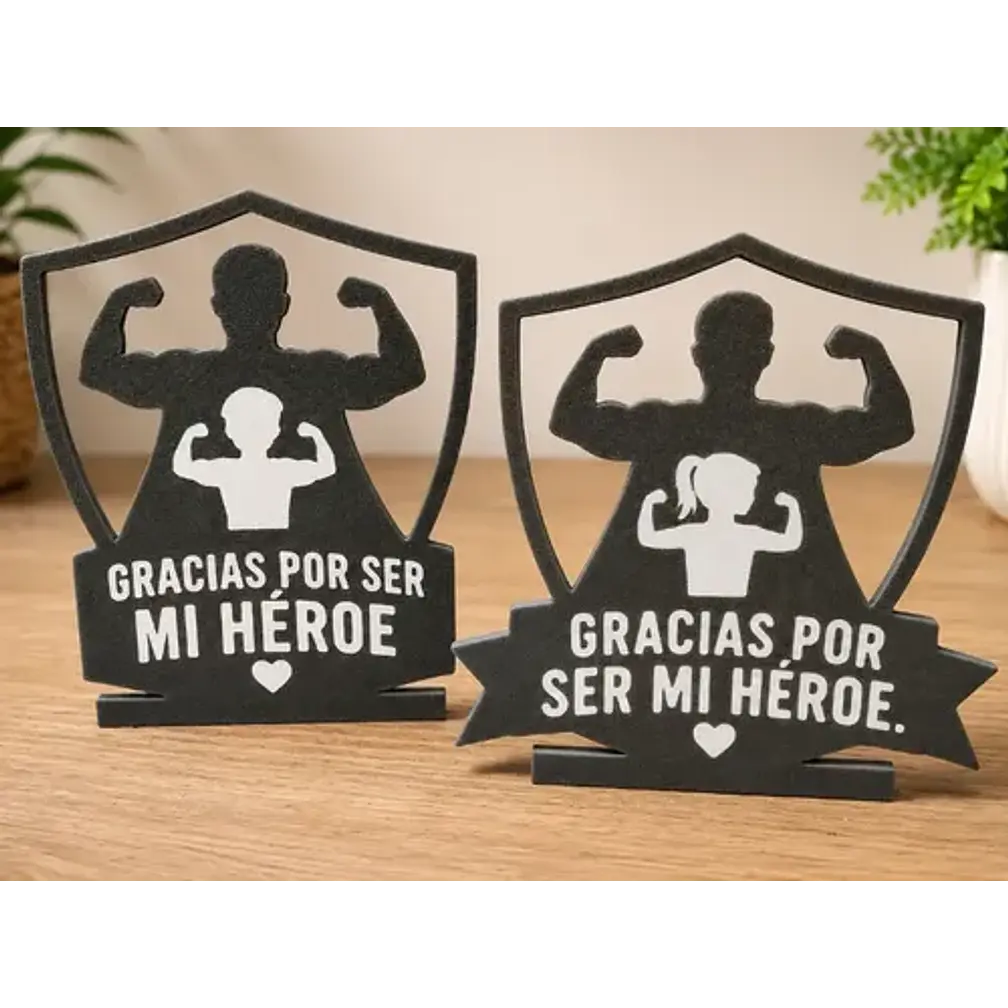 Escultura Decorativa Prints Patro- Papá Héroe Pack De 2 5