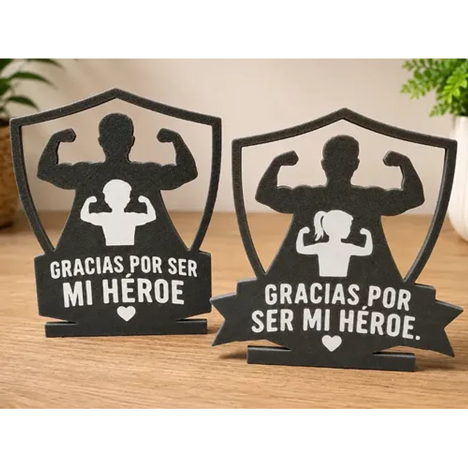 Escultura Decorativa Prints Patro- Papá Héroe Pack De 2 5