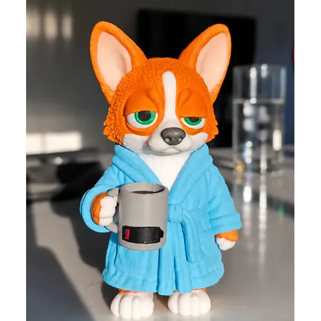 Figura Decorativa Prints Patro- Corgi Madrugador