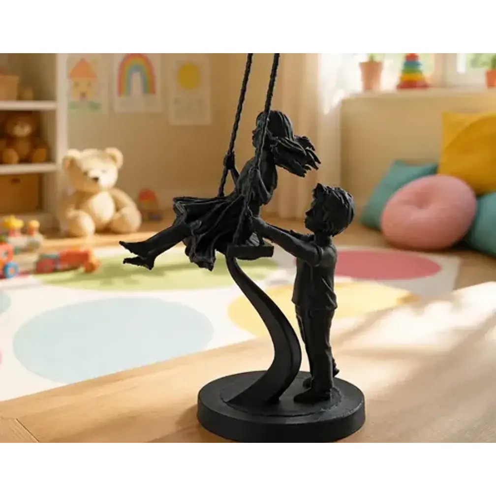 Escultura Decorativa Prints Patro- Niños En Columpio 2