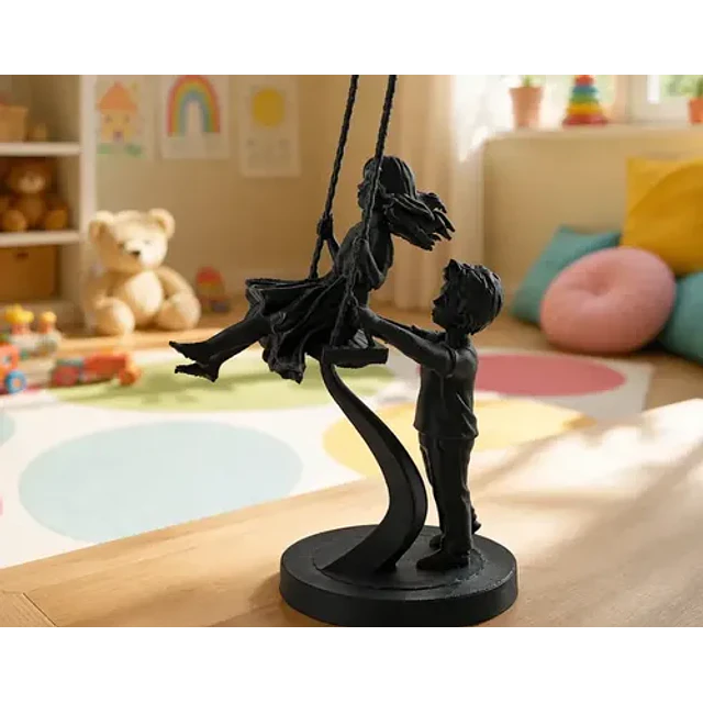 Escultura Decorativa Prints Patro- Niños En Columpio