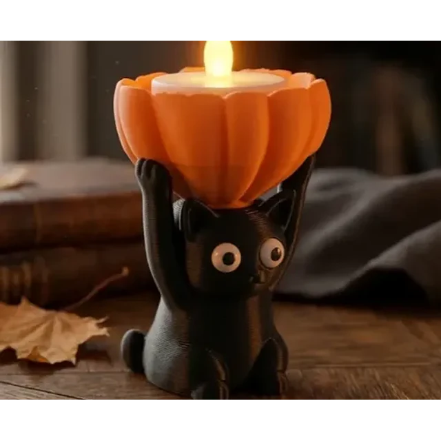 Portavelas Led Prints Patro- Gatito Negro