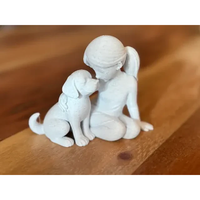 Escultura Decorativa- Lazo De Niña Y Perro