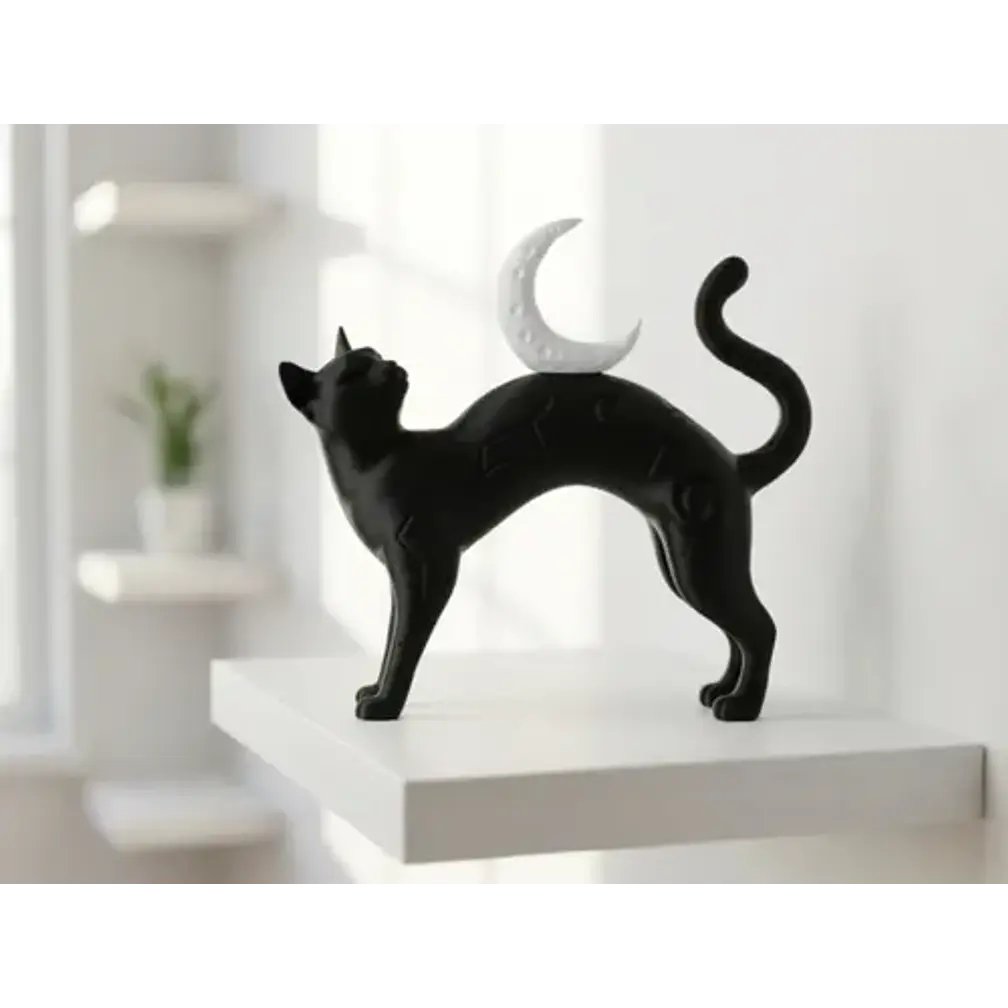 Escultura Decorativa- Gato Sobre Luna 3