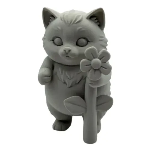 Escultura Decorativa- Gatito Flor