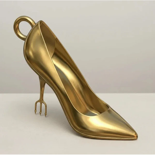Llavero Zapato Dorado El Diablo Viste A La Moda