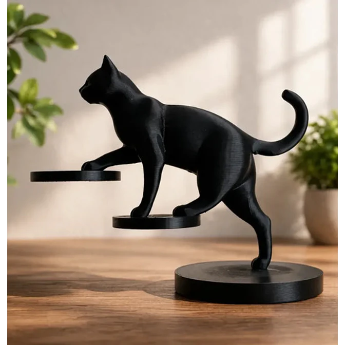 Estatua De Gato Equilibrado 4