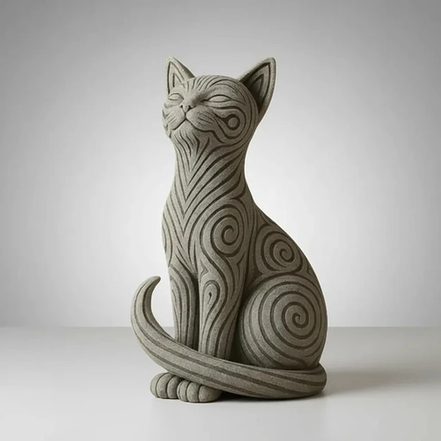 Escultura Elegante Prints Patro - Gato Tribal