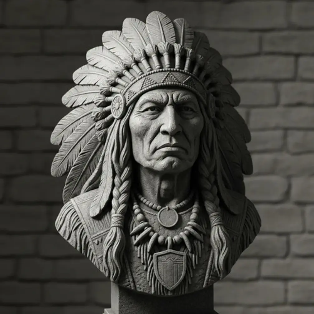 Escultura Elegante Prints Patro - Busto Jefe Indio 2