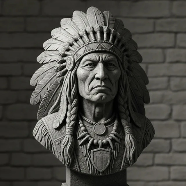 Escultura Elegante Prints Patro - Busto Jefe Indio