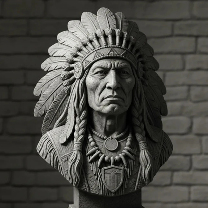 Escultura Elegante Prints Patro - Busto Jefe Indio 2
