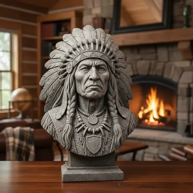 Escultura Elegante Prints Patro - Busto Jefe Indio 3
