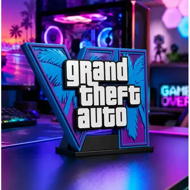 Figura Decorativa Prints Patro De Logotipo De Gta Vi