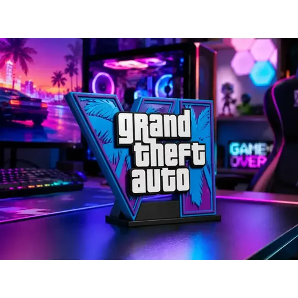 Figura Decorativa Prints Patro De Logotipo De Gta Vi 5
