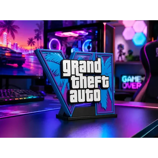 Figura Decorativa Prints Patro De Logotipo De Gta Vi 5