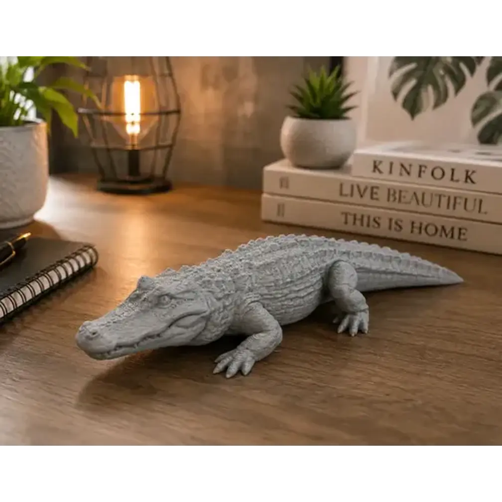 Escultura Decorativa Prints Patro- Cocodrilo Gris 2
