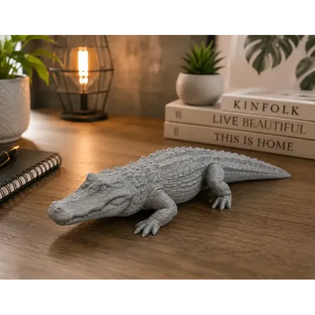 Escultura Decorativa Prints Patro- Cocodrilo Gris