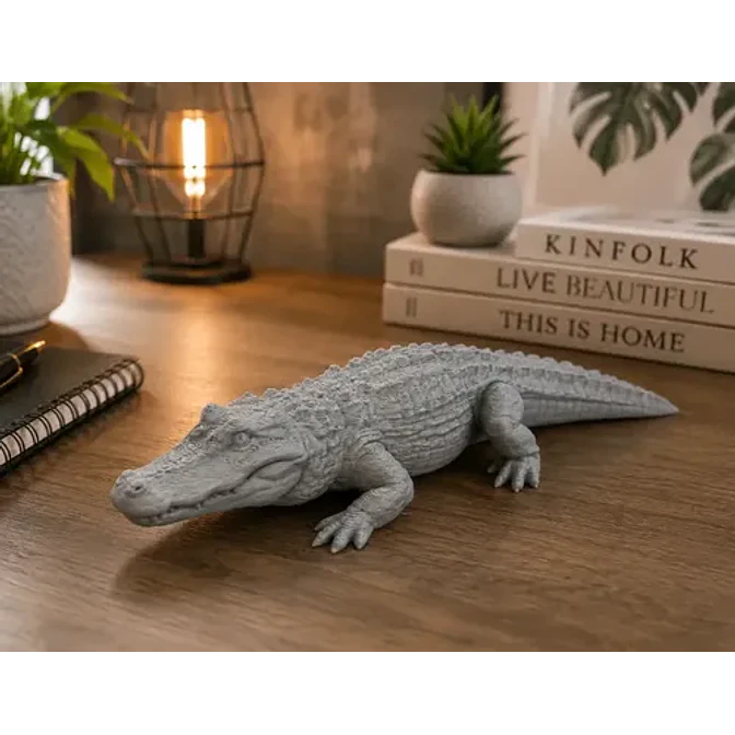 Escultura Decorativa Prints Patro- Cocodrilo Gris 2