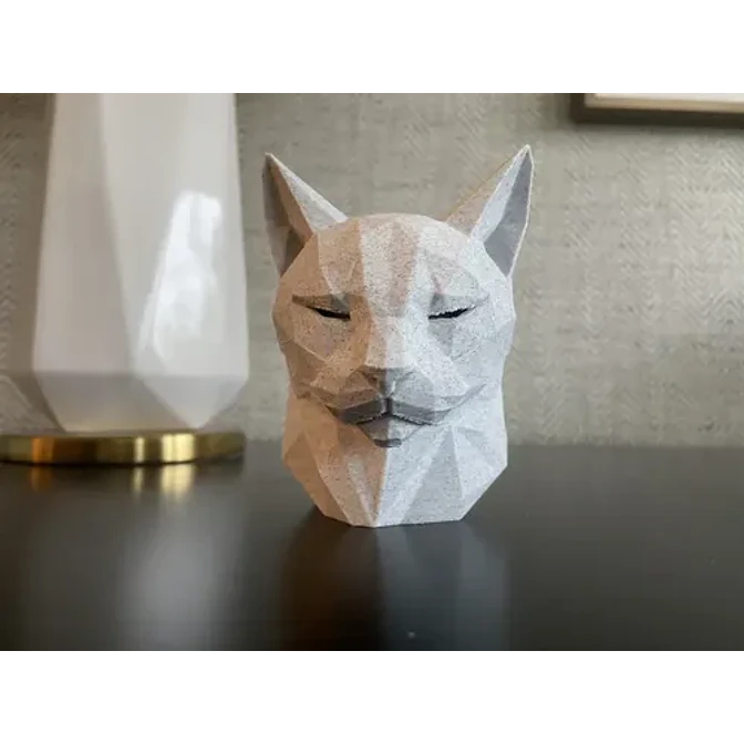 Escultura Elegante Prints Patro - Minimalista De Cabeza Gato 2