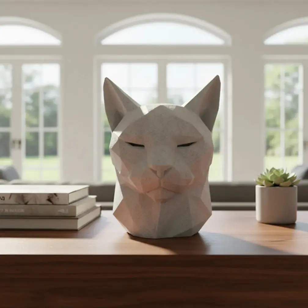 Escultura Elegante Prints Patro - Minimalista De Cabeza Gato 4