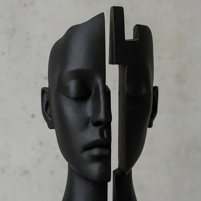 Escultura Elegante Prints Patro - Rostro Con Brecha Mental 2
